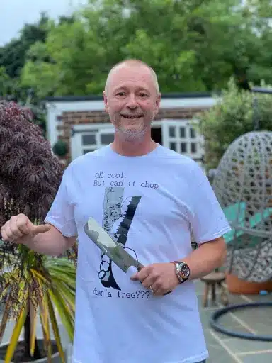 Jamie Nerkowski Knife Maker in Garden